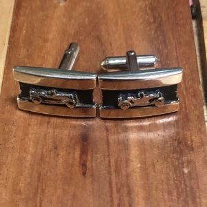 Vtg used silver antique car cuff links